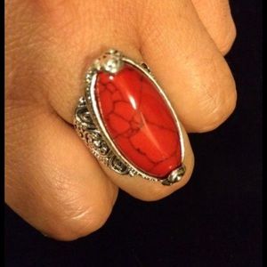 Red Simulated Turquoise Ring